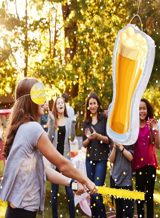 Sratte Beer Piñata with Stick and Blindfold Confetti Beer Glass Piñata Cheers to Beers Mug Piñata Hanging Decoration Mexican Piñatas for Adult Birthday Bachelor Party Game Supplies (Stylish) - Image 5