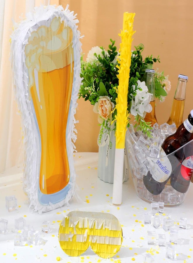 Sratte Beer Piñata with Stick and Blindfold Confetti Beer Glass Piñata Cheers to Beers Mug Piñata Hanging Decoration Mexican Piñatas for Adult Birthday Bachelor Party Game Supplies (Stylish) - Image 3
