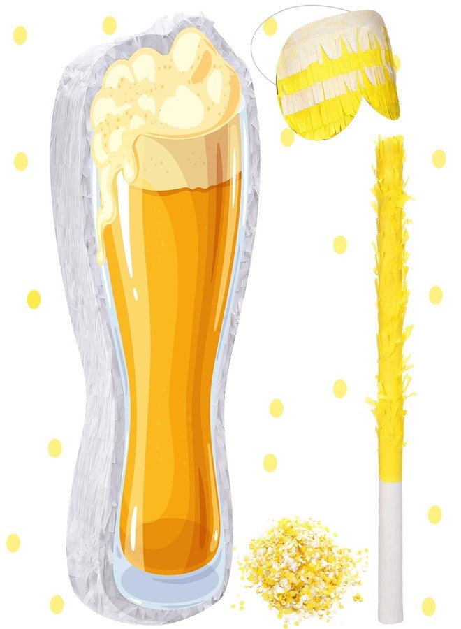 Sratte Beer Piñata with Stick and Blindfold Confetti Beer Glass Piñata Cheers to Beers Mug Piñata Hanging Decoration Mexican Piñatas for Adult Birthday Bachelor Party Game Supplies (Stylish) - Image 1