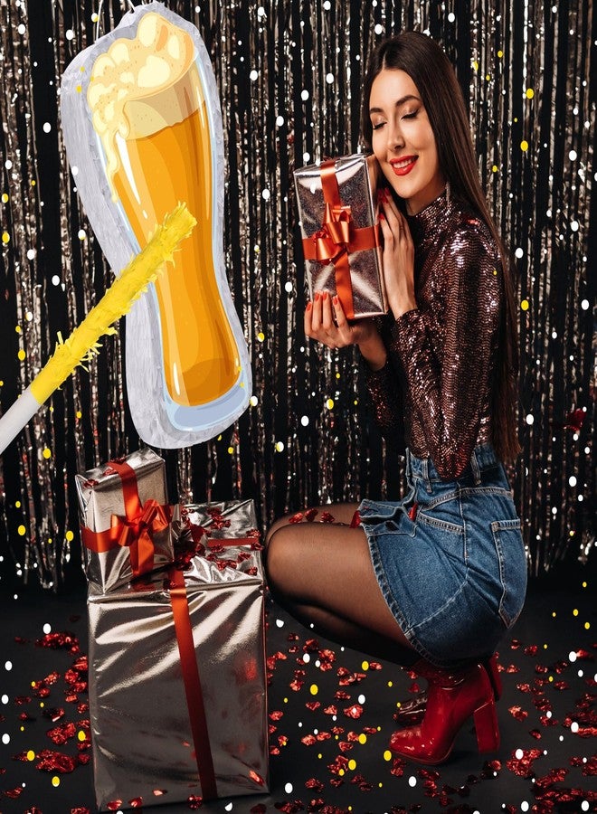 Sratte Beer Piñata with Stick and Blindfold Confetti Beer Glass Piñata Cheers to Beers Mug Piñata Hanging Decoration Mexican Piñatas for Adult Birthday Bachelor Party Game Supplies (Stylish) - Image 4