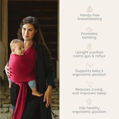 Boba Baby Wrap Carrier - Original Baby Carrier Wrap Sling for Newborns - Baby Wearing Essentials - Newborn Wrap Swaddle Holder, Newborn to Toddler Infant Sling (Sangria) - Image 5