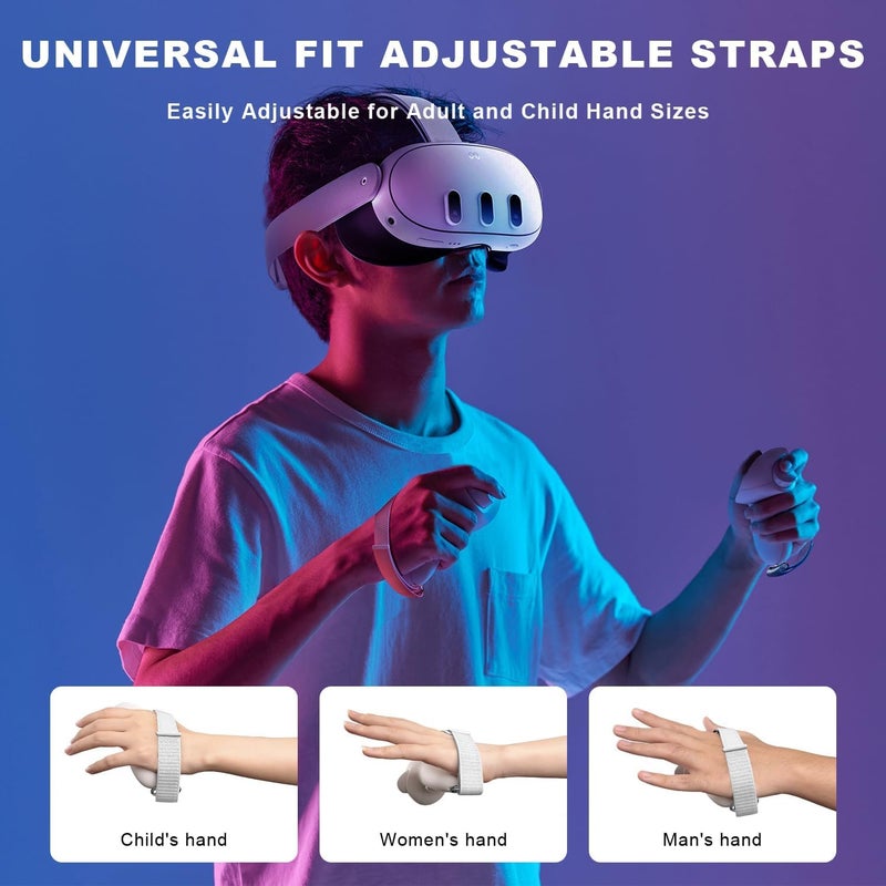 إكسفور مقابض لوحة التحكم لجهاز Meta/Oculus Quest 3، غطاء غير لاصق مزود بأربطة ناعمة قابلة للتعديل، متوافق مع محطة الشحن الرسمية للبطارية - Image 3