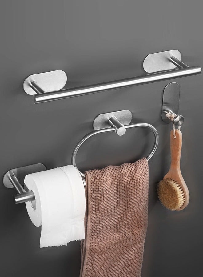 4 Piece Stainless Steel No-Punch Bathroom Hardware Set, Includes Toilet Paper Holder, Hand Towel Bar, Bath Towel Hook, Bathroom Accessory Set - Image 4
