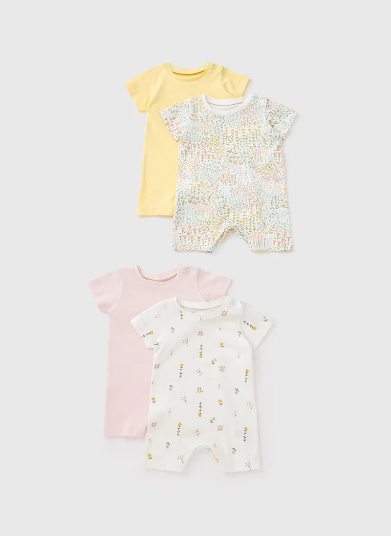 Matalan Baby 4 Pack Floral Rompers