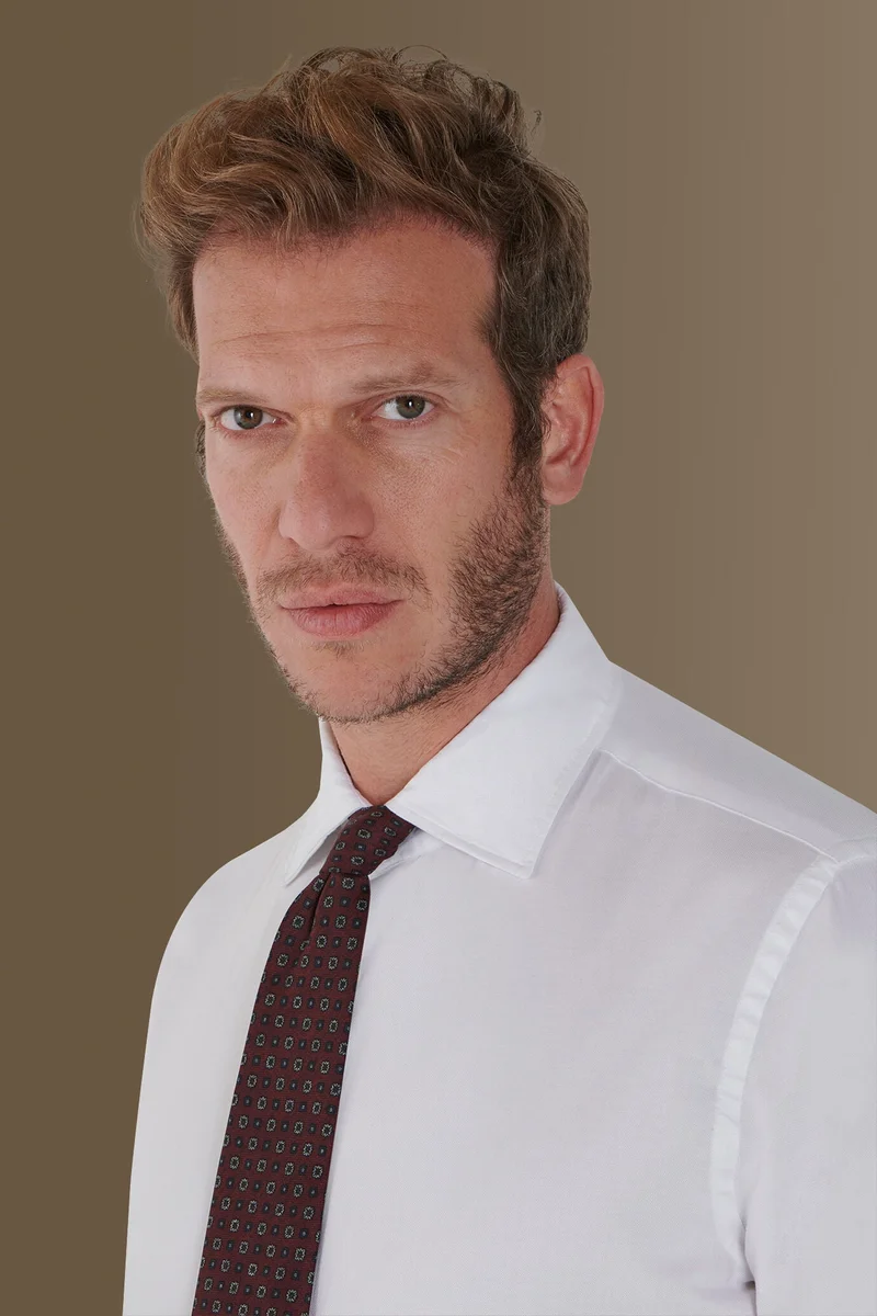 دوبل غانغر French collar new classic washed shirt slim fit superlight oxford - White