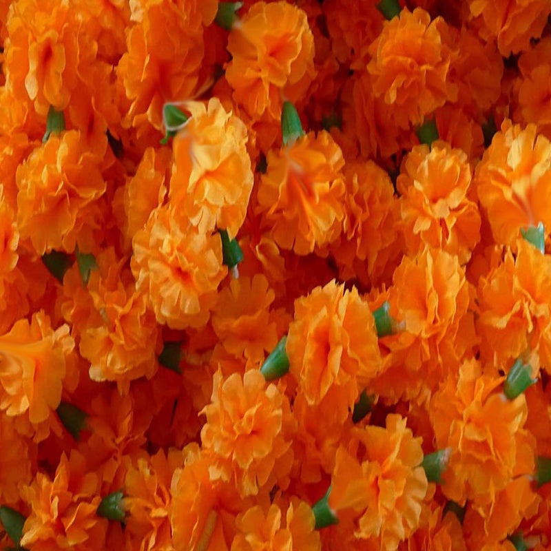 S2S Ganpati Decoration Fabric Artificial Flowers Wall Decoration Orange 10 Pieces - Image 2