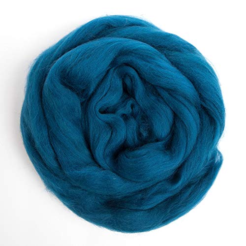 Desert Breeze Distributing 100% Natural Merino Wool Roving - Premium Combed Top Merino Roving Wool - Tapestry, Spinning, Wet Felting & Needle Felting Supplies - 21.5 Micron - 1 oz, Color Teal Blue - Image 3