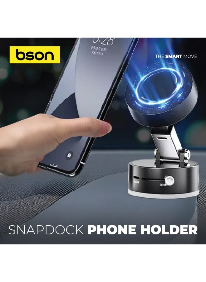 BSON حامل الهاتف المغناطيسي SnapDock - قبضة قوية للغاية ودوران 360 درجة للتثبيت الآمن بيد واحدة على المكتب أو لوحة القيادة في السيارة أو الطاولة الجانبية أو سطح المطبخ وغيرها من الأسطح للاستخدام اليومي - Image 2