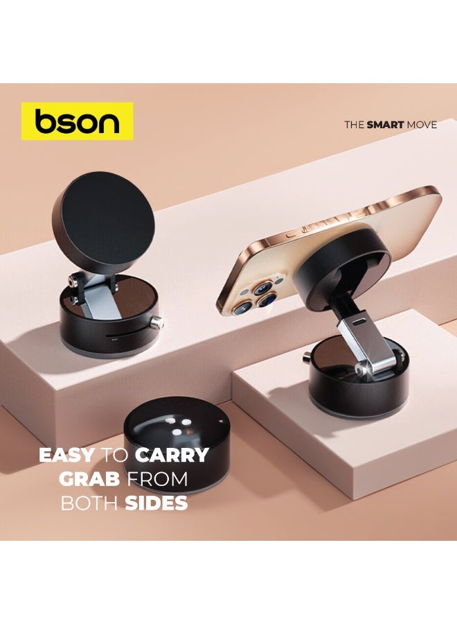 BSON حامل الهاتف المغناطيسي SnapDock - قبضة قوية للغاية ودوران 360 درجة للتثبيت الآمن بيد واحدة على المكتب أو لوحة القيادة في السيارة أو الطاولة الجانبية أو سطح المطبخ وغيرها من الأسطح للاستخدام اليومي - Image 3