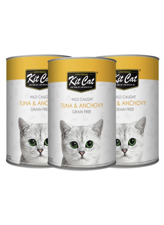 Kit Cat Wild Caught Tuna & Anchovy 3 x 400g - Image 1
