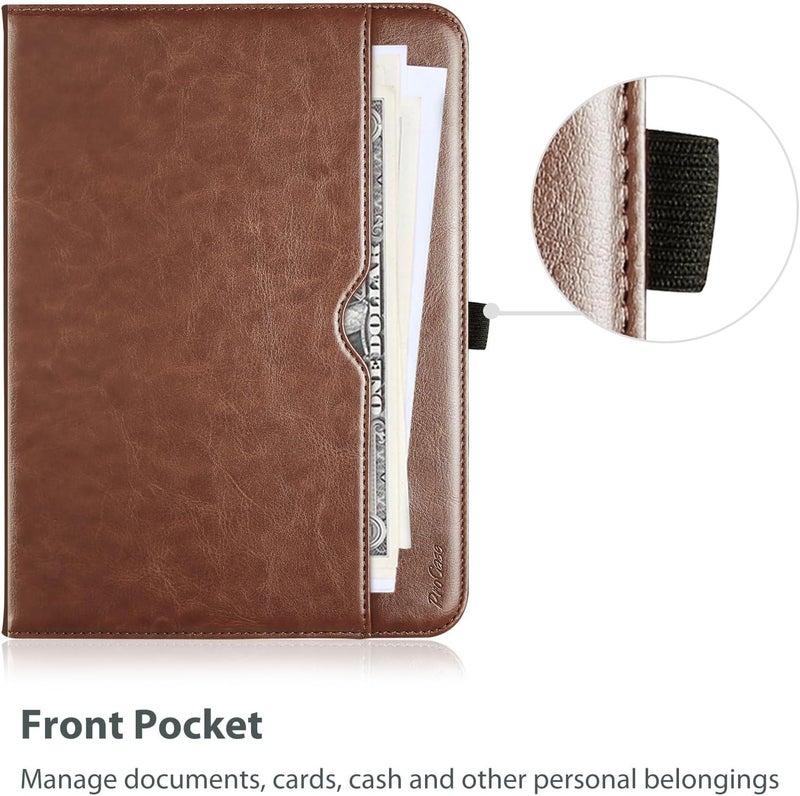 Procases For Ipad 7Th/8Th/9Th Generation 10.2" Pu Leather Case Business Stand Cover Smart Folio With Hand Strap Front Pocket Pen Loop -Brown - Image 5