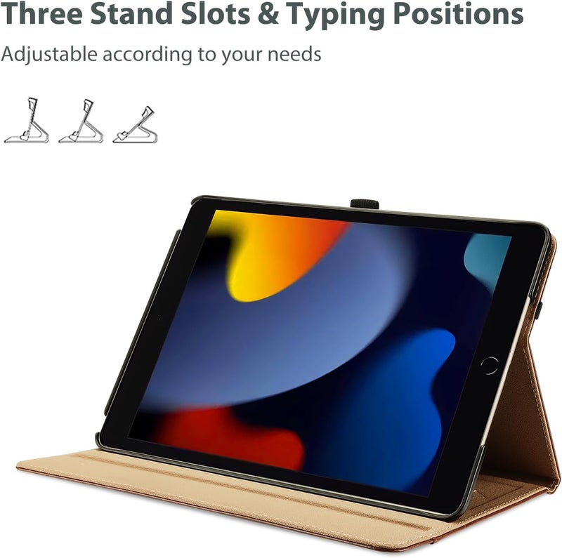 Procases For Ipad 7Th/8Th/9Th Generation 10.2" Pu Leather Case Business Stand Cover Smart Folio With Hand Strap Front Pocket Pen Loop -Brown - Image 3