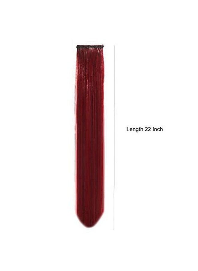 Paradise - Hair Streak Colored Extension Highlighter For Women And Girls (Set Of 6pc) (Wine Maroon) - Image 1
