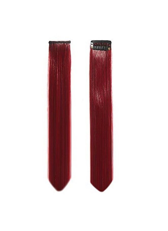 Paradise - Hair Streak Colored Extension Highlighter For Women And Girls (Set Of 6pc) (Wine Maroon) - Image 1