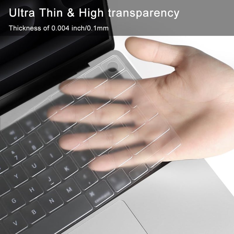 MasiBloom غطاء لوحة المفاتيح لجهاز MacBook مقاس 14 بوصة 2025-2021 (M5 - M1) موديل A3434 A3112, A3185, A3401, A3186, A3403 تخطيط المملكة المتحدة/الاتحاد الأوروبي ملحقات حماية لوحة المفاتيح م�� TPU، شفاف - Image 3