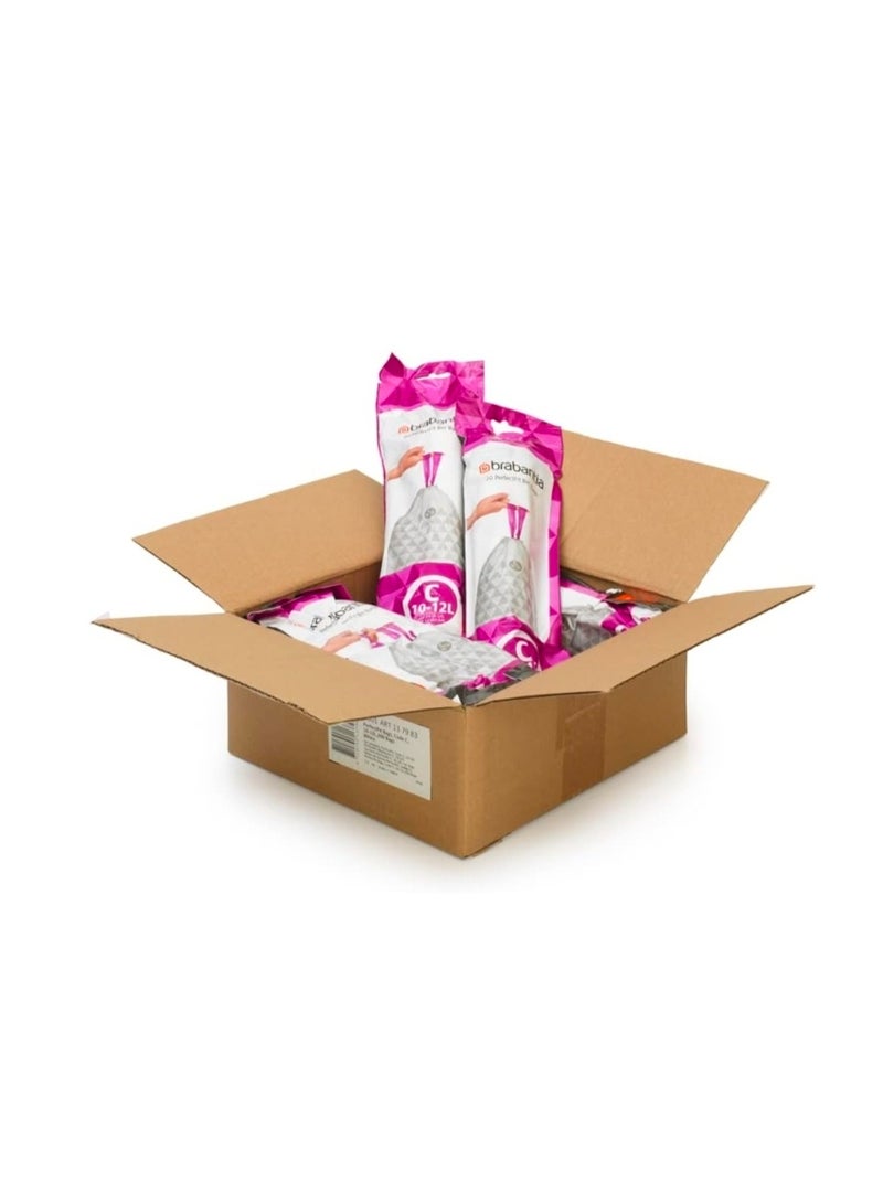 Brabantia PerfectFit Bin Liners Size C (10–12 Litre) – 60 Bags –
 Strong Trash Bags with Tie Tape, White - Image 2