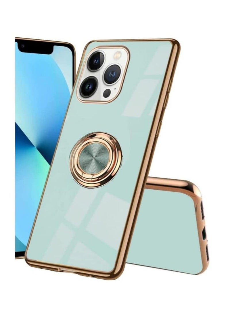 Raxoom Luxury Silicone TPU Shockproof Ring Holder Kickstand Slim Plated Phone Case Cover designed for iPhone 13 Pro Max - Image 1