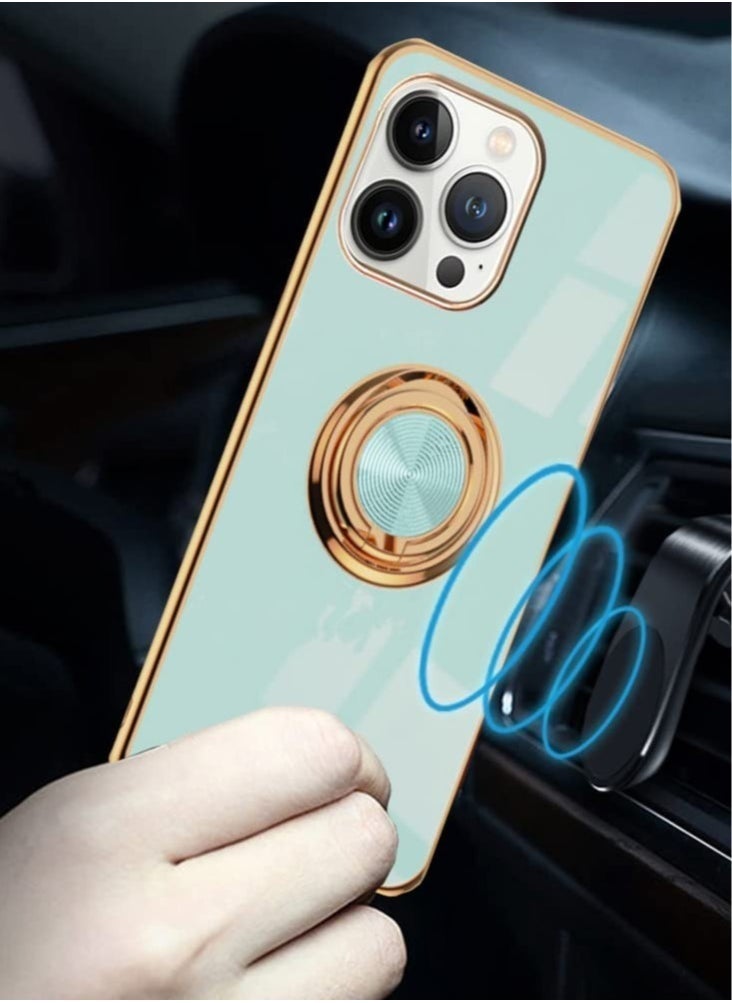 Raxoom Luxury Silicone TPU Shockproof Ring Holder Kickstand Slim Plated Phone Case Cover designed for iPhone 13 Pro Max - Image 2
