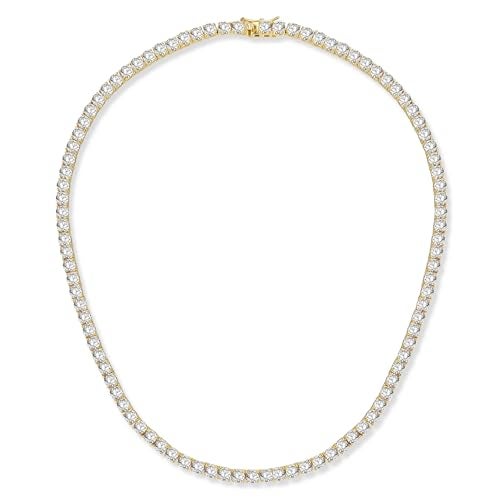 GEMSME 4mm Yellow Gold Tennis Neklace, GMESME 18K Gold Plated 4.0mm Cubic Zirconia Classic Tennis Necklace 20 Inch - Image 1