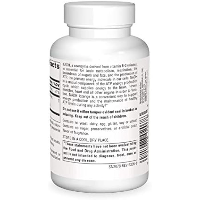 Source Naturals NADH 10mg, Boost Energy and Mental Alertness - 10 Tablets - Image 2