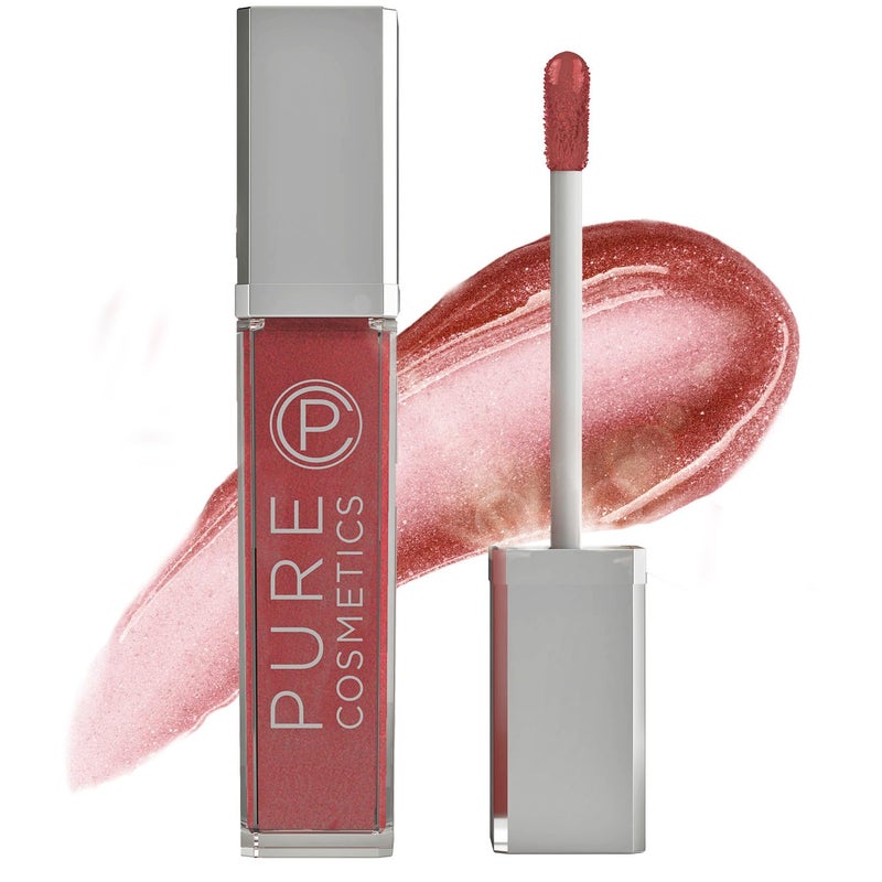Pure Cosmetics Pure Illumination Lip Gloss LEDlit Applicator wSide Mirror NonSticky Moisturizing Hydrating Lip Glosses Soothes Protects Dry Chapped Lips Wine Berry