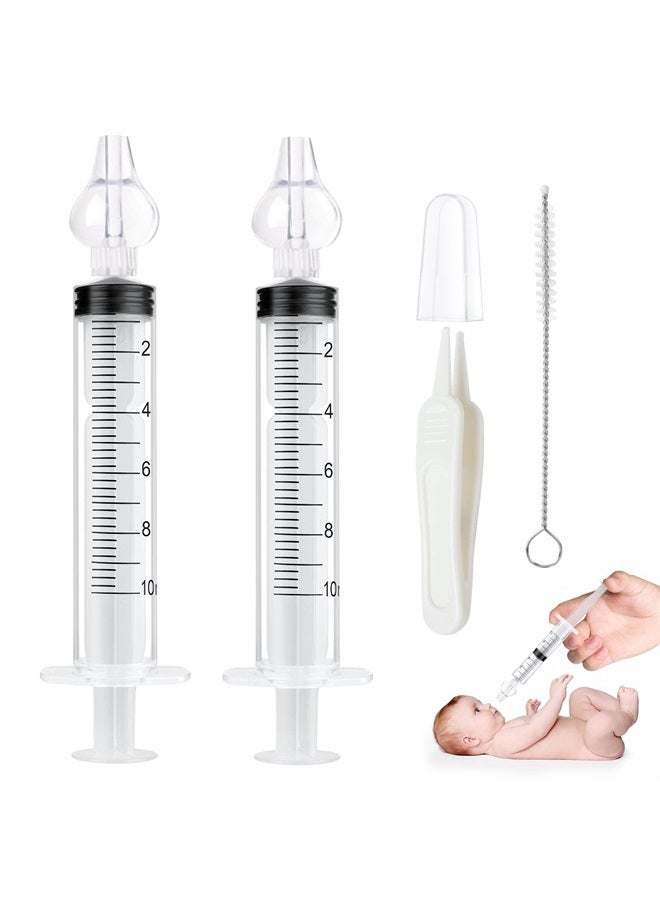 Aolso Baby Nasal Irrigator, 2PCS Nasal Syringe for Baby, Syringe Nasal Irrigator with Tweezers & Cleaning Brush, Baby Nasal Aspirator with Silicone Nasal Suction Tips Portable Baby Nasal Syringe - Image 1