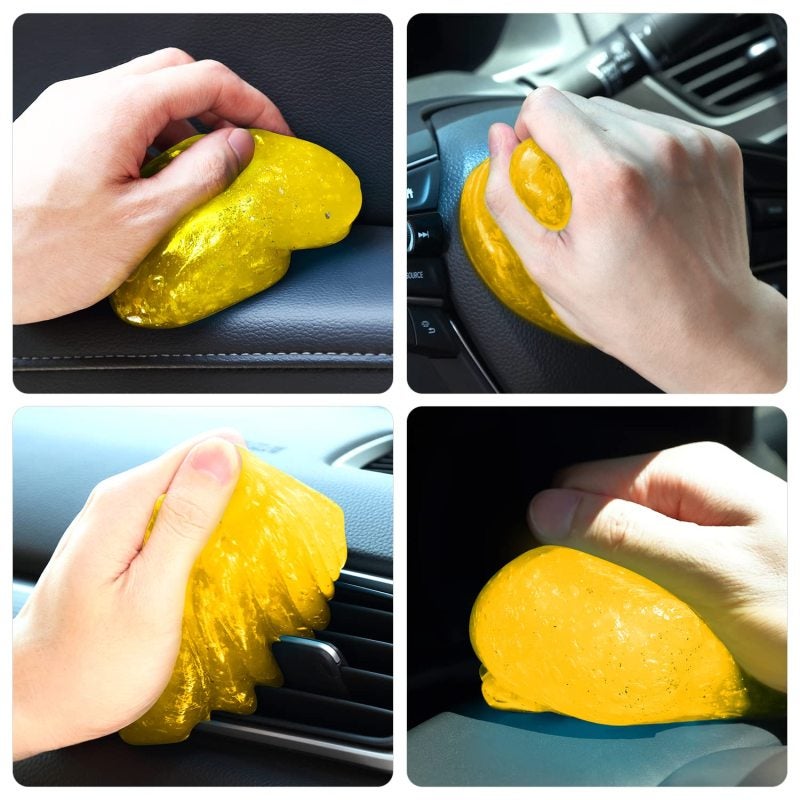 Car Cleaning Gel 70g Yellow Bag - Reusable Residue-Free Disinfecting Dust Remover, Soft Eco-Friendly Cleaning Putty for Car Interiors, Keyboards, Laptops & Electronic Devices - Image 3