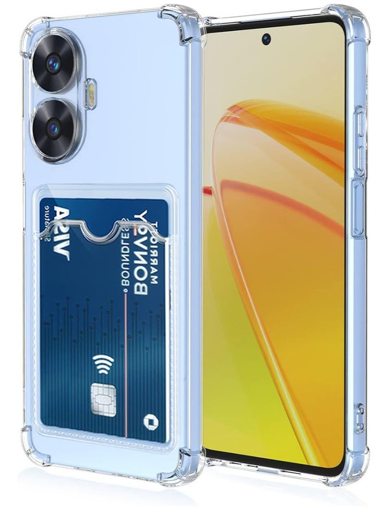 ten.tech TenTech Transparent cover with shockproof corners with card holder - card holder - heat-resistant polyurethane card holder for Oppo Realme C55 - transparent 