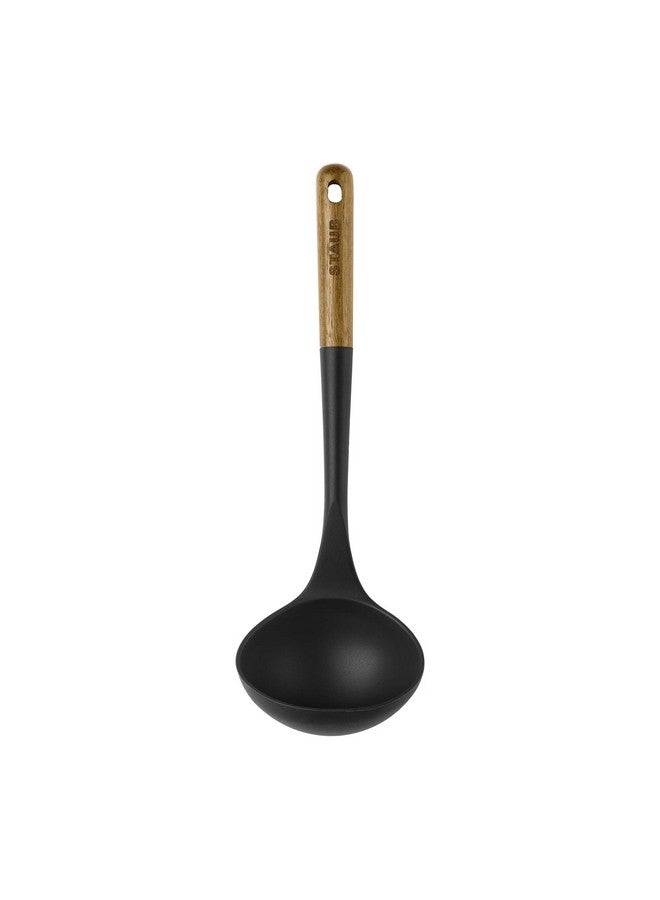STAUB Soup Ladle, Perfect for Serving Hot Soup, Portion Batter for Pancakes, and Sauce Pasta, Durable BPA-Free Matte Black Silicone, Acacia Wood Handles, Safe for Nonstick Cooking Surfaces - Image 4