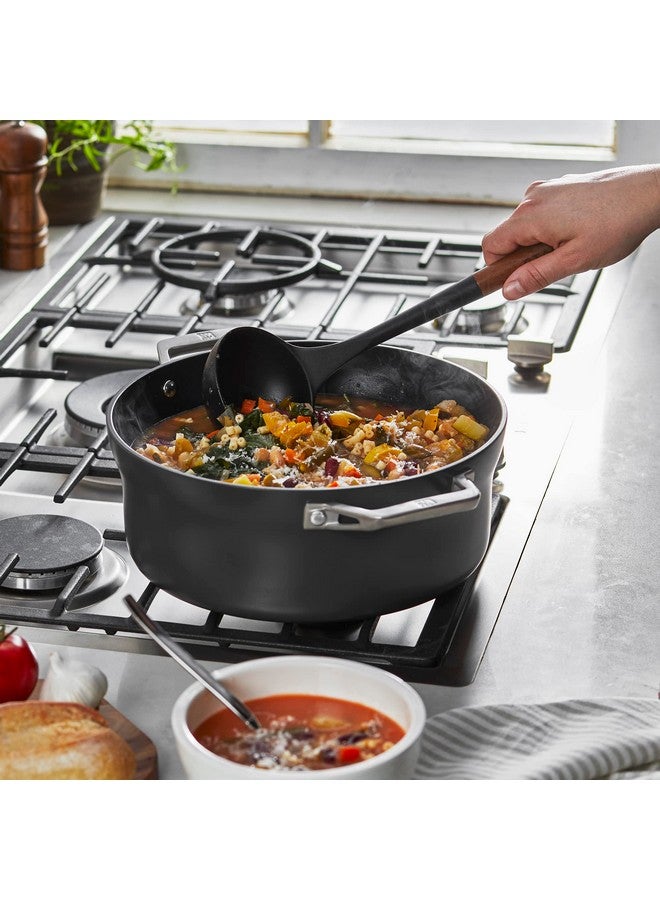 STAUB Soup Ladle, Perfect for Serving Hot Soup, Portion Batter for Pancakes, and Sauce Pasta, Durable BPA-Free Matte Black Silicone, Acacia Wood Handles, Safe for Nonstick Cooking Surfaces - Image 2