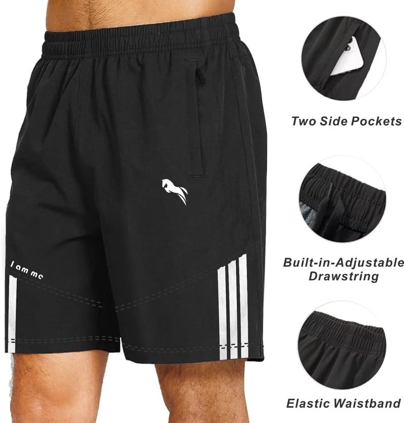 JUST RIDER Shorts for Gym & Sports - Quick Dry, Half Pants for Men & Boys (Alpha, M, Regular, Black & White) - Image 3
