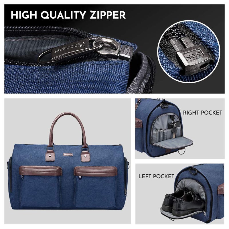 Modoker Convertible Garment Bag with Toiletry Bag, Modoker Carry on Garment Duffel Bag for Men Women - 2 in 1 Hanging Suitcase Suit Travel Bags, Blue - Image 4