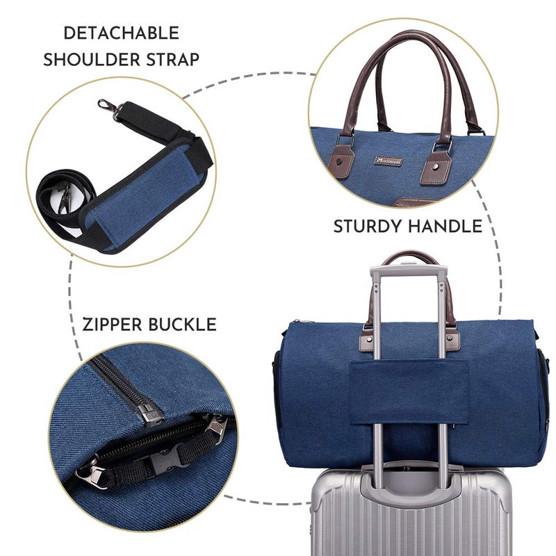 Modoker Convertible Garment Bag with Toiletry Bag, Modoker Carry on Garment Duffel Bag for Men Women - 2 in 1 Hanging Suitcase Suit Travel Bags, Blue - Image 5