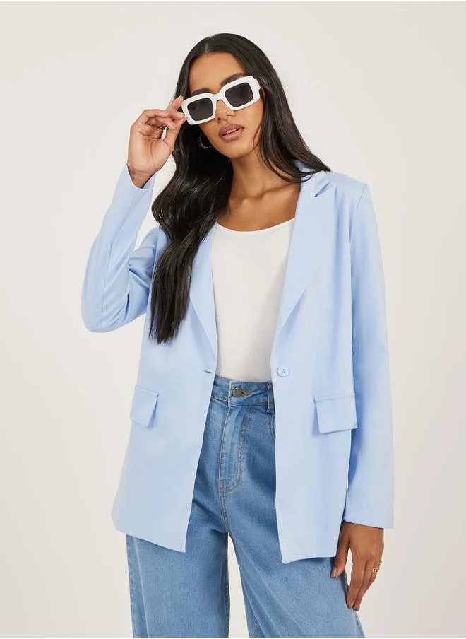 Styli Regular Fit Linen Blazer with Pockets