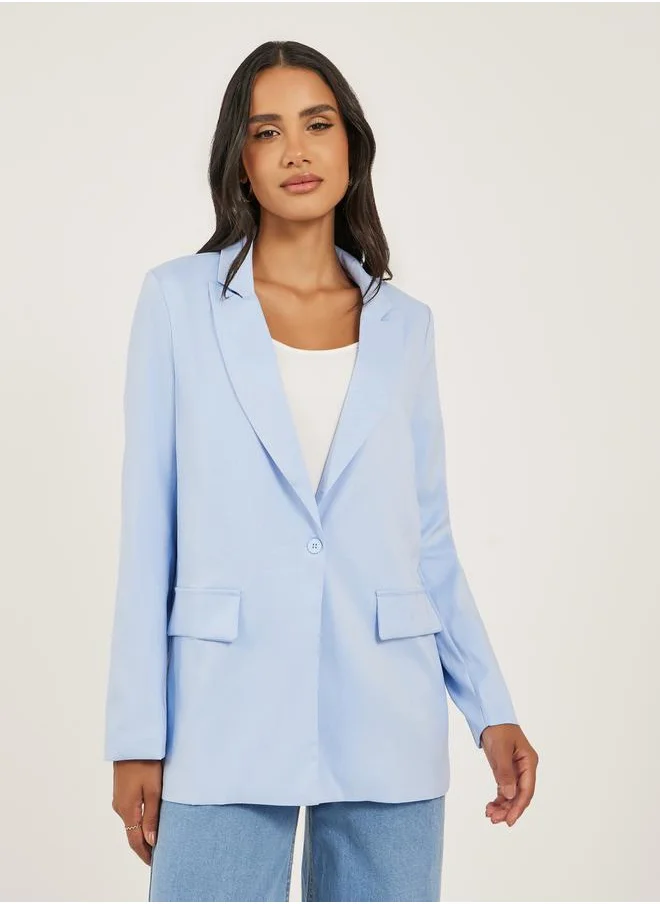 Styli Regular Fit Linen Blazer with Pockets
