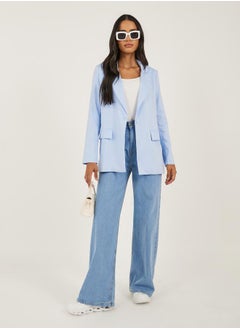 Styli Regular Fit Linen Blazer with Pockets  - Image 3
