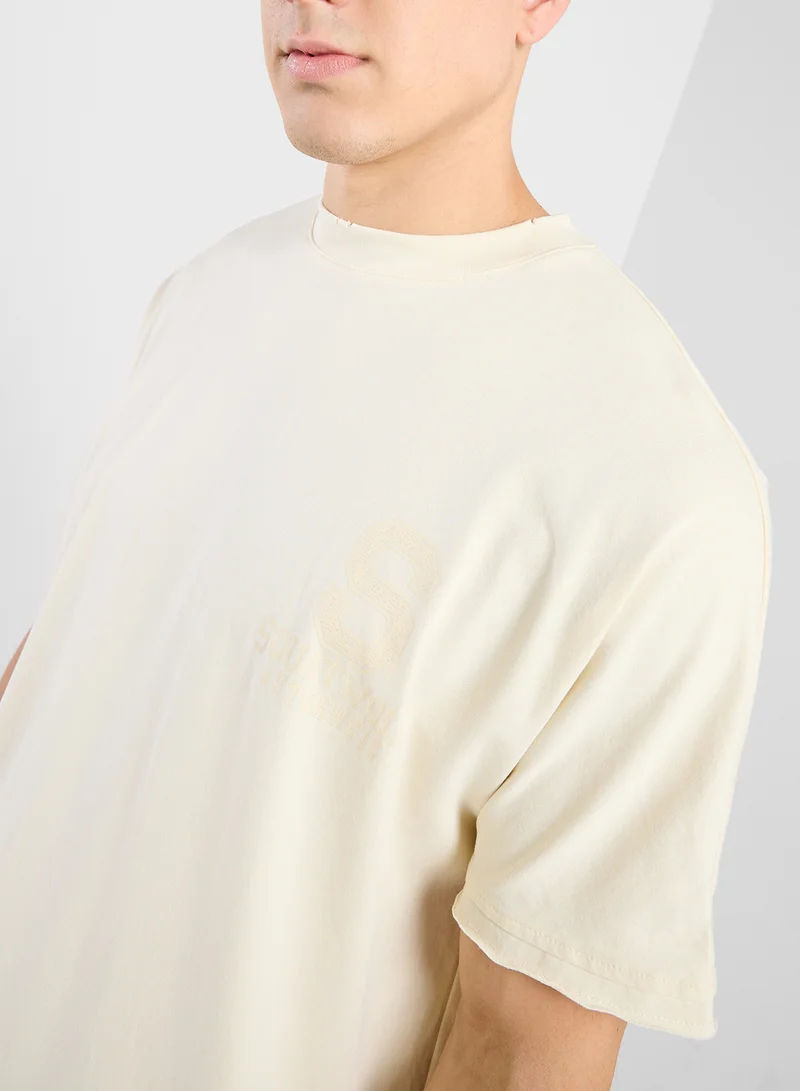 SQUATWOLF Golden Era Oversized Distressed Multi Logo T-Shirt