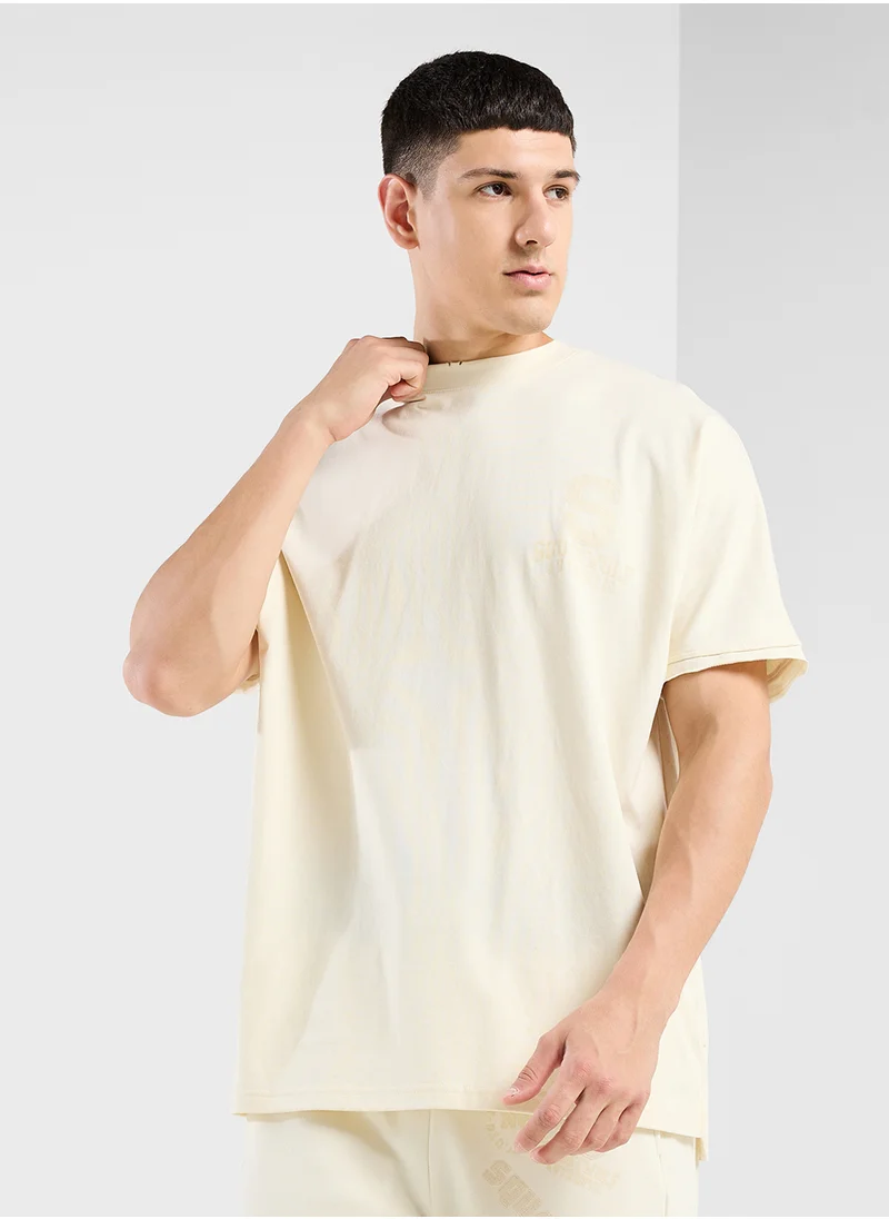 سكوات وولف Golden Era Oversized Distressed Multi Logo T-Shirt