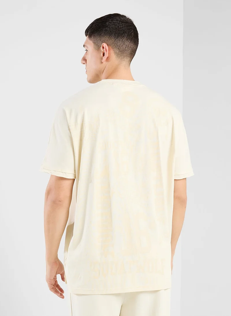 SQUATWOLF Golden Era Oversized Distressed Multi Logo T-Shirt