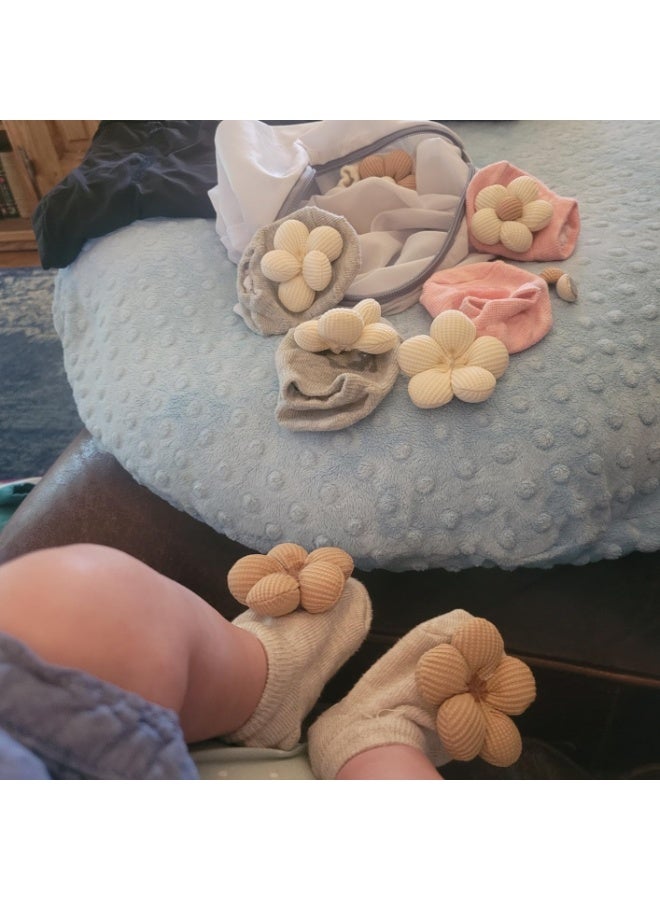 مرحبا بيبي 4 عبوات من جوارب البنات، جوارب أطفال بزهور ومقاومة للانزلاق، جوارب كاحل منخفضة للأميرات الصغيرات - Image 5