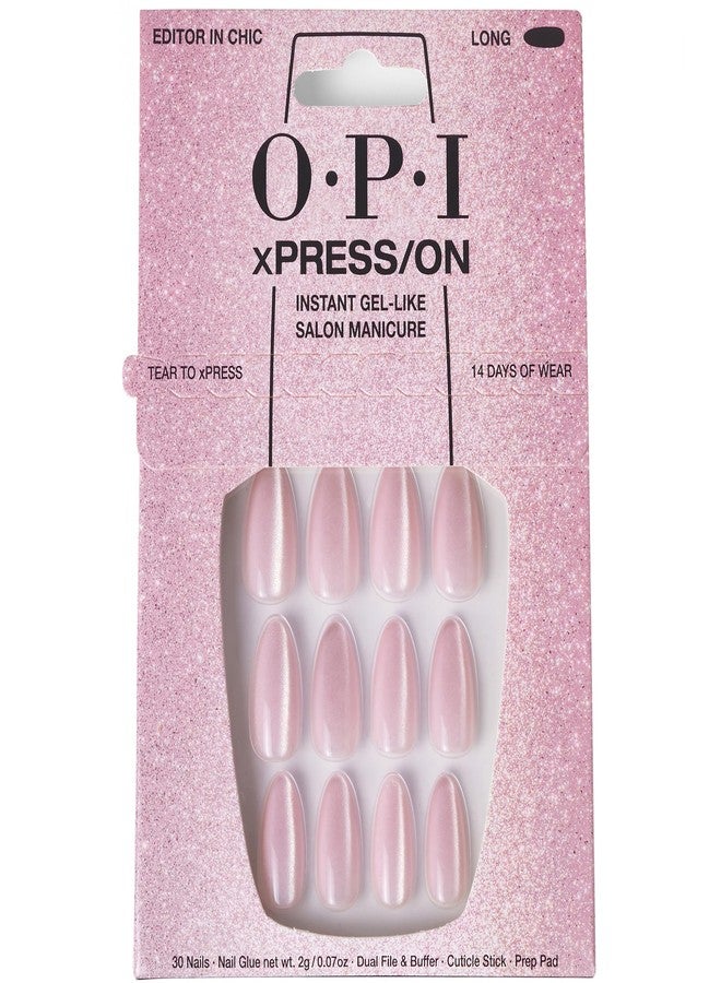OPI xPRESS/ON Editor in Chic | Velvet Pink Long Almond Press On Nails | With Nail Glue | Long Lasting, Reusable, Non-damaging - Image 1