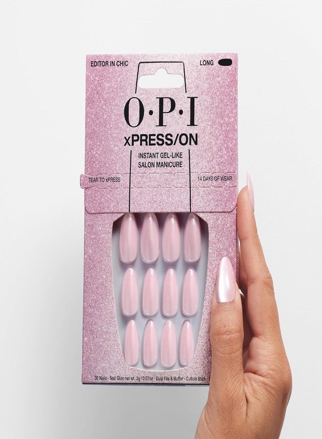 OPI xPRESS/ON Editor in Chic | Velvet Pink Long Almond Press On Nails | With Nail Glue | Long Lasting, Reusable, Non-damaging - Image 5