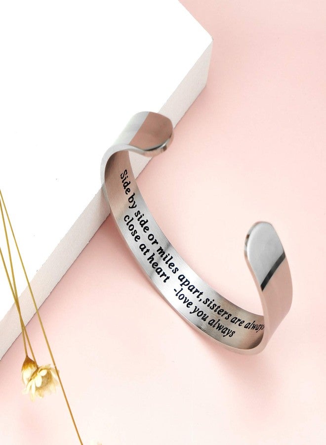 Melix Home Sister Gifts Bracelet Side By Side Or Miles Apart Sisters Bracelets for Women Christmas Birthday Gift Cousins Jewelry (White) - Image 3