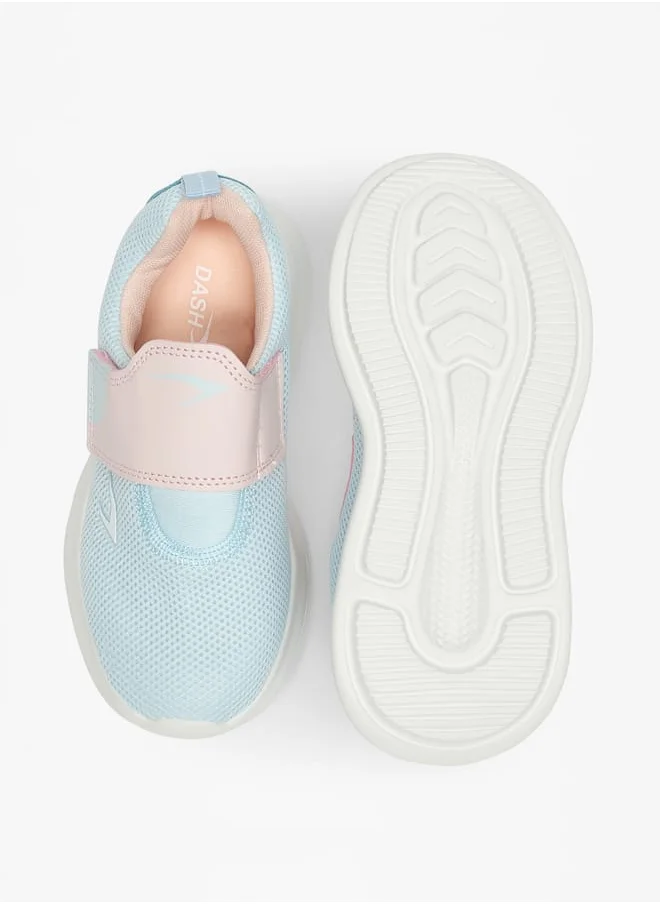 Dash Girls Textured Sports Shoes with Hook and Loop Closure