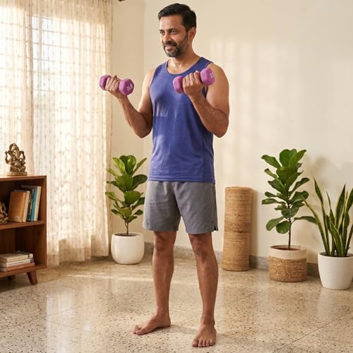 Kakss Neoprene Workout Fixed Weight Dumbbell(Proudly Made In India) (3-Pound, Set Of 2Pc), 2.8 Kilograms, Purple - Image 5