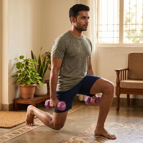 Kakss Neoprene Workout Fixed Weight Dumbbell(Proudly Made In India) (3-Pound, Set Of 2Pc), 2.8 Kilograms, Purple - Image 3
