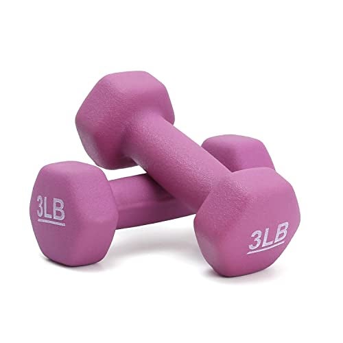 Kakss Neoprene Workout Fixed Weight Dumbbell(Proudly Made In India) (3-Pound, Set Of 2Pc), 2.8 Kilograms, Purple - Image 1