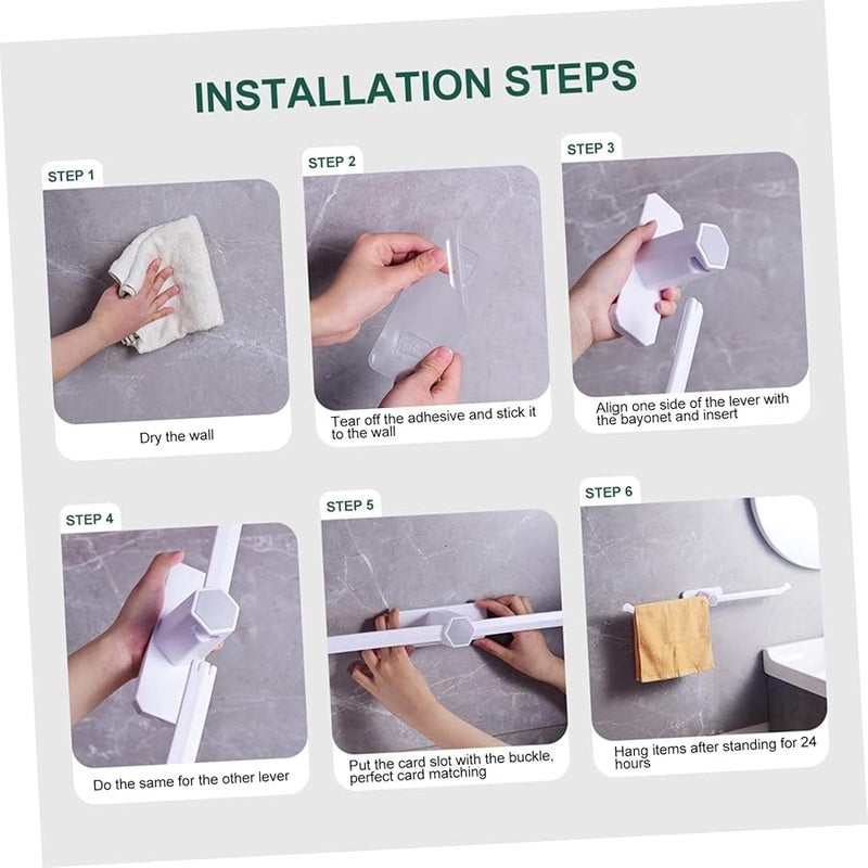 TEHAUX Adhesive Towel Holder Modern Bathroom Shelf No Punching Mount - Image 3