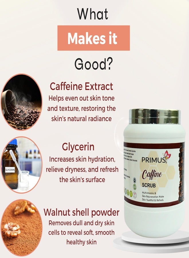 Primus Caffeine Massage Scrub Enriched with Multivitamins | Makes Skin Youthfull & Refreshing | Scrub For Cleansing Pores | 1 kg - Image 2