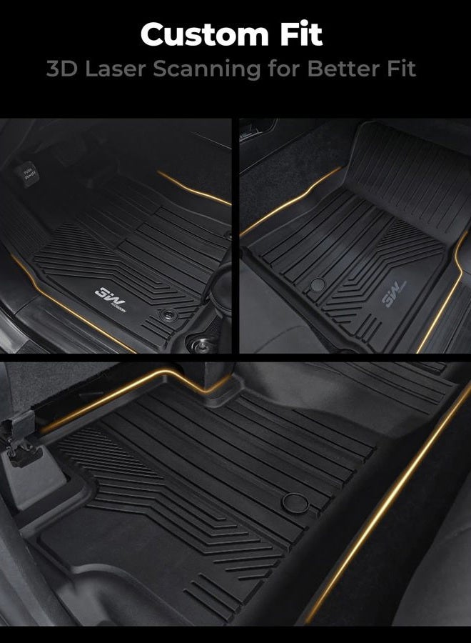 3W Floor Mats Fit Toyota Tundra 2014-2021 (Only for CrewMax Cab) TPE All Weather Custom Fit Floor Liner for Toyota Tundra 1st and 2nd Row Full Set Car Mats, Black - Image 4
